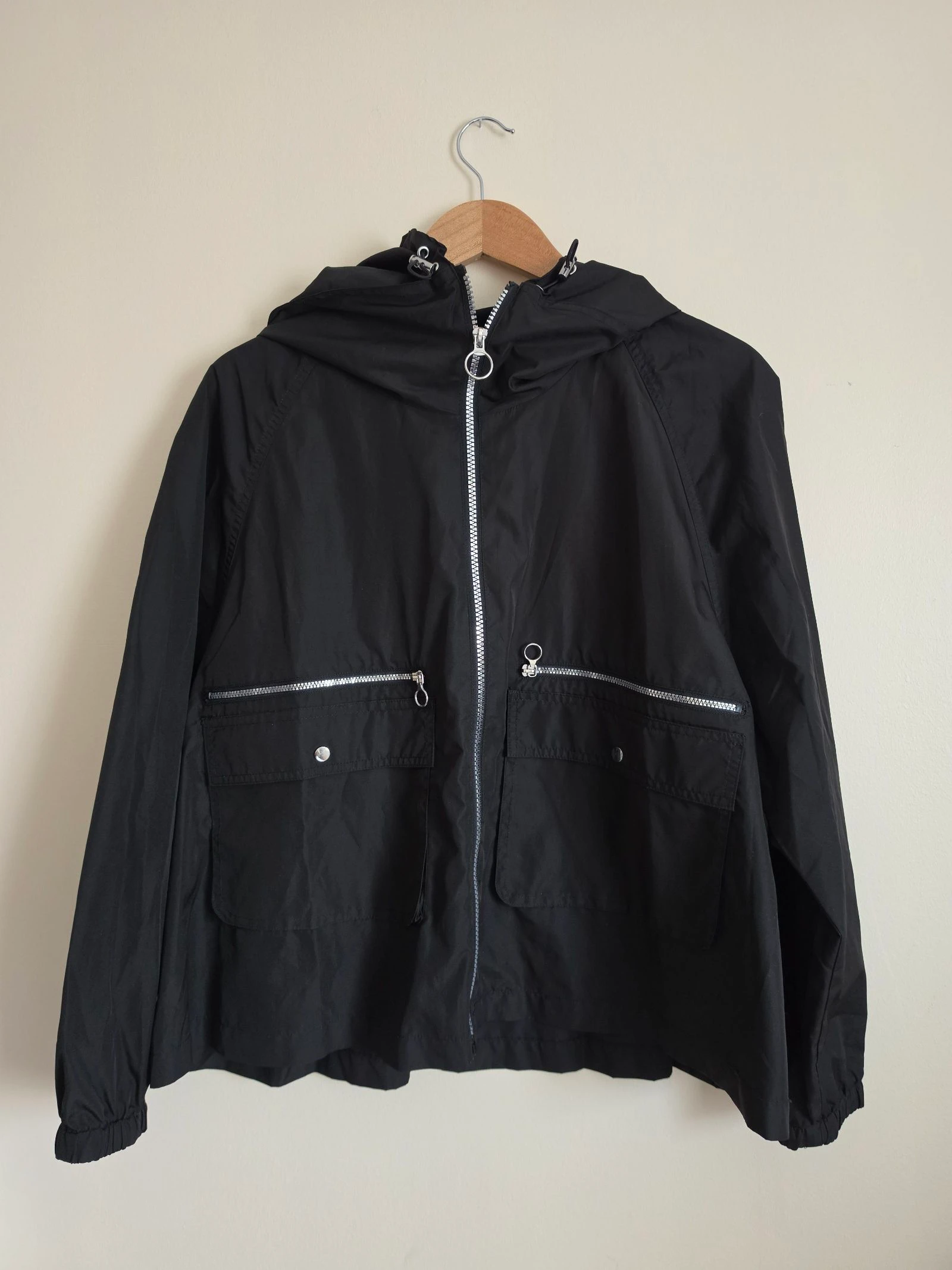 Veste / Coupe-vent à capuche Zara - Noir - Taille S (36)